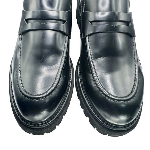 Steve Madden | Men | Ronen Solid Black Leather Classic Chunky Loafers | Sz 7.5 M - Picture 8 of 14